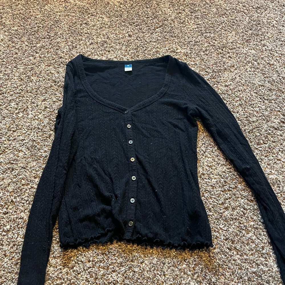Old Navy Black Long Sleeve Fitted Button Down